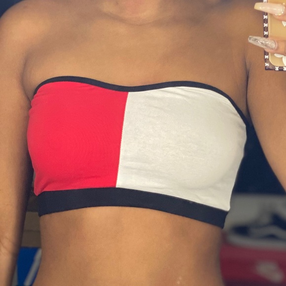 Other - Red & White Tube Top Crop Top